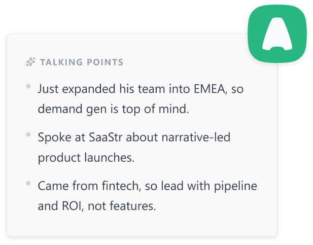 AI talking points prepared before a sales call